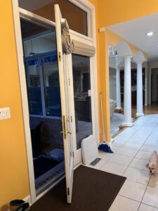 multipoint lock on exit glass door side view